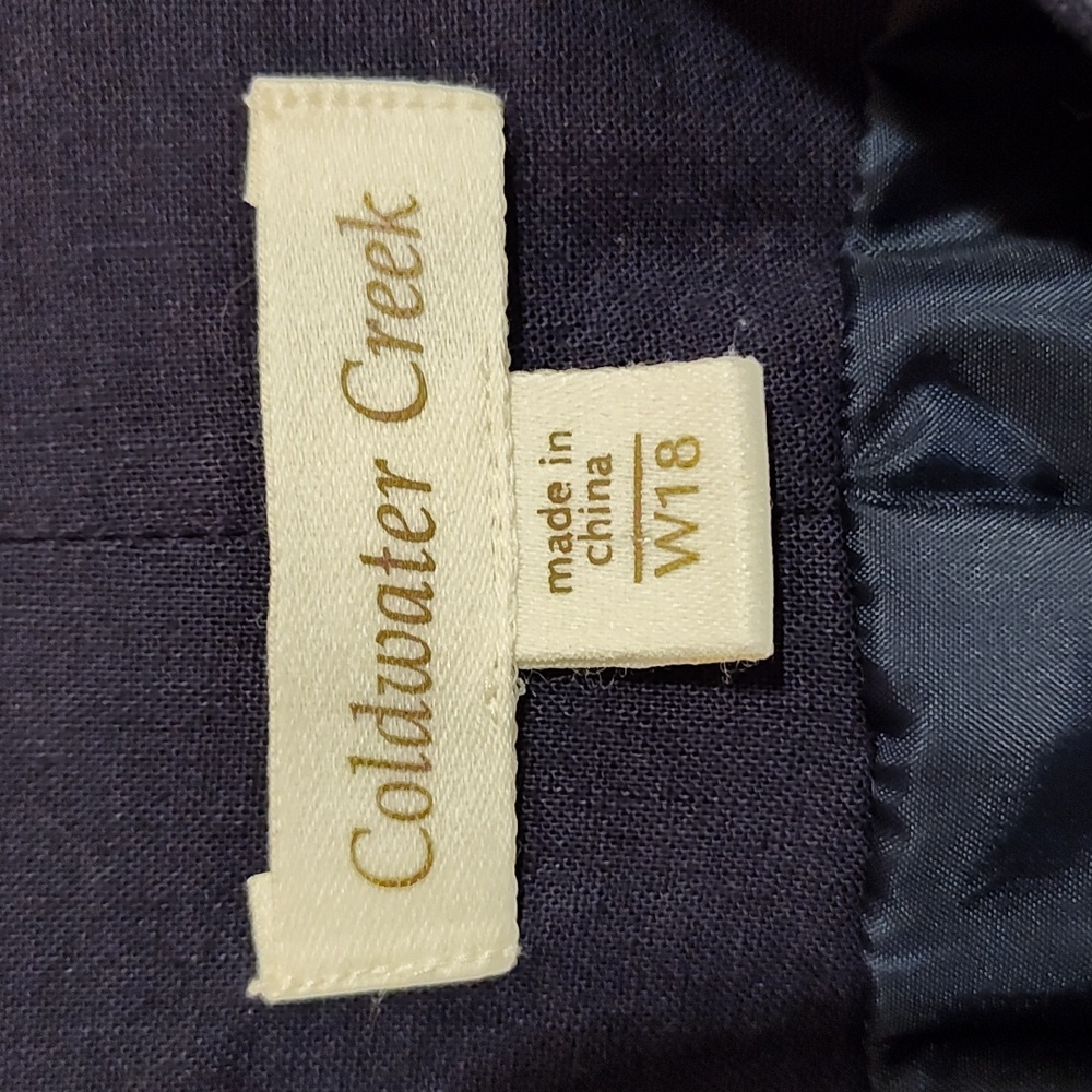 Coldwater Creek Womens Striped Vest Navy White Mandarin Collar Cotton Linen W18 - Picture 10 of 11